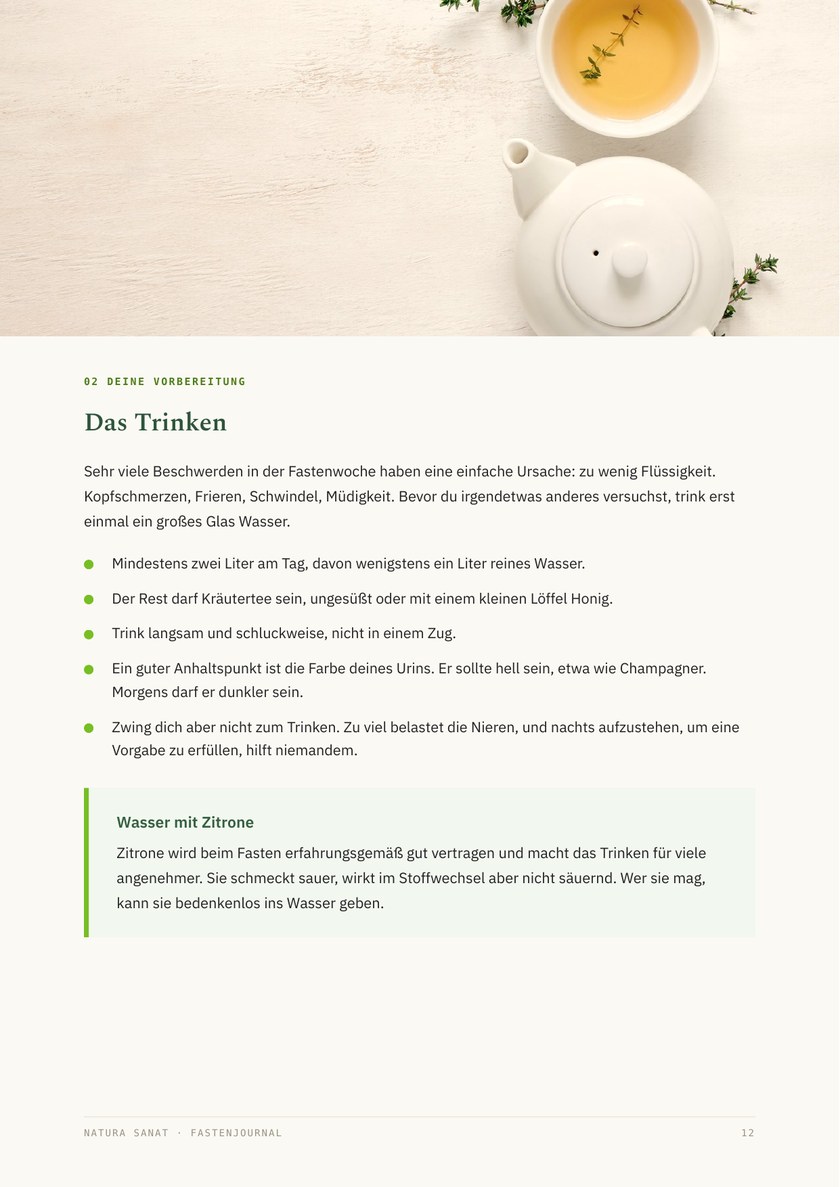 Eine Textseite aus dem Fastenjournal